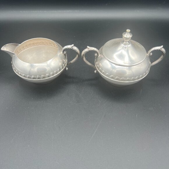 Vtg 1960s Sheridan Silver Co. Silver Plated Creamer and Lidded Sugar Bowl - Picture 3 of 8